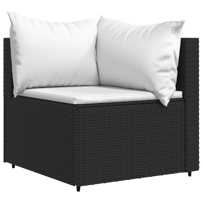 Divano Angolare da Giardino con Cuscini in Polyrattan Nero 319729