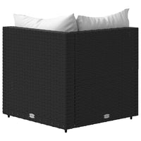 Divano Angolare da Giardino con Cuscini in Polyrattan Nero 319729