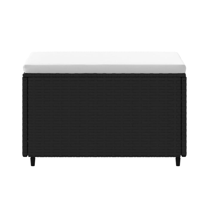 Poggiapiedi da Giardino con Cuscino in Polyrattan Nero 319740