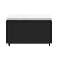 Poggiapiedi da Giardino con Cuscino in Polyrattan Nero