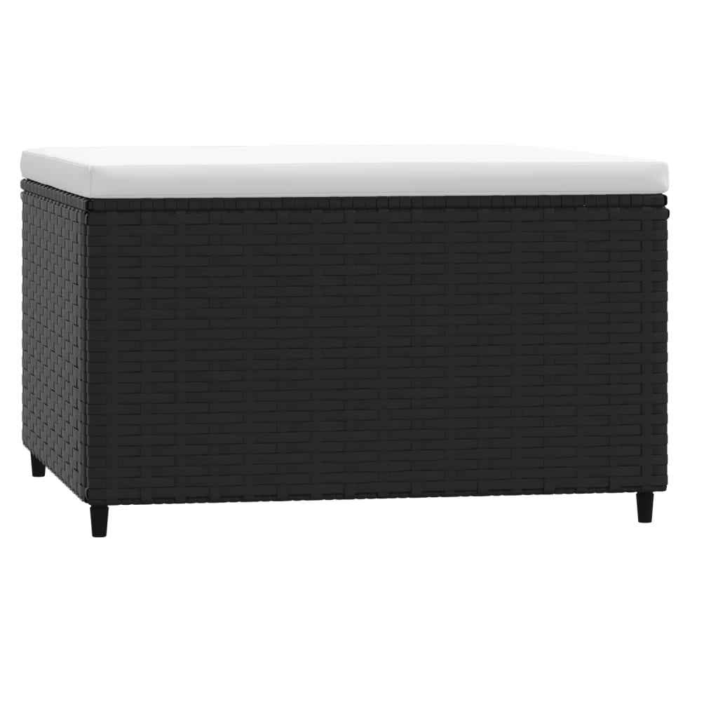 Poggiapiedi da Giardino con Cuscino in Polyrattan Nero 319740