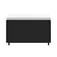 Poggiapiedi da Giardino con Cuscini in Polyrattan Nero 319741