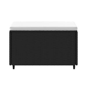 Poggiapiedi da Giardino con Cuscini in Polyrattan Nero 319741