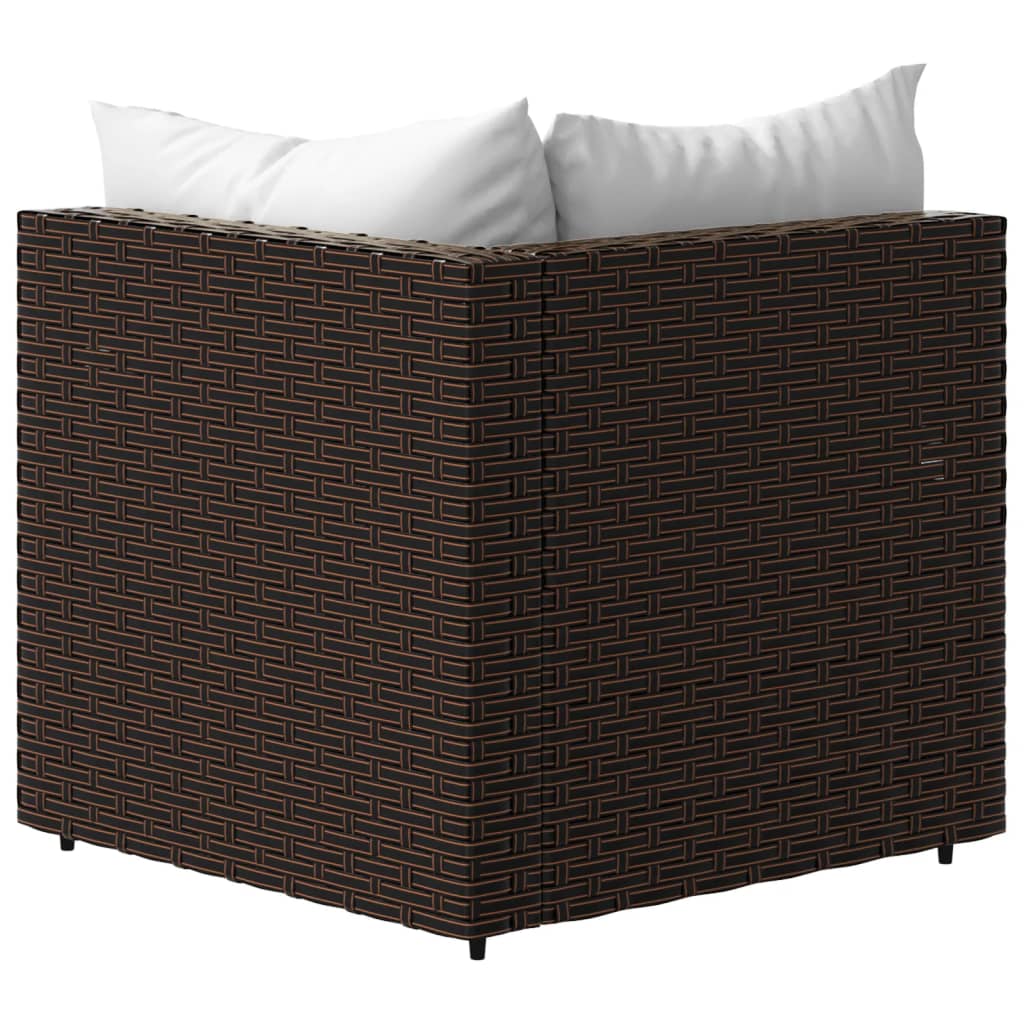 Divani Angolari da Giardino con Cuscini 2pz Polyrattan Marrone 319746