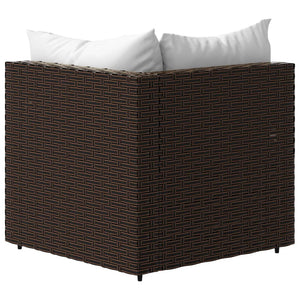 Divani Angolari da Giardino con Cuscini 2pz Polyrattan Marrone 319746