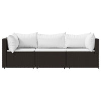 Set Mobili da Giardino 3 pz con Cuscini in Polyrattan Marrone 319750