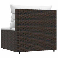 Divano Centrale da Giardino con Cuscini in Polyrattan Marrone 319753