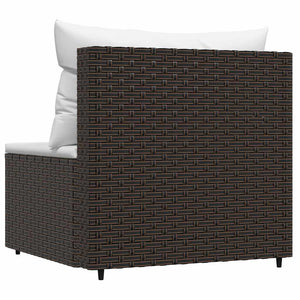 Divano Centrale da Giardino con Cuscini in Polyrattan Marrone 319753