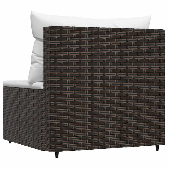 Divano Centrale da Giardino con Cuscini in Polyrattan Marrone 319753