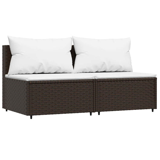 Divani Centrali da Giardino con Cuscini 2pz Polyrattan Marrone