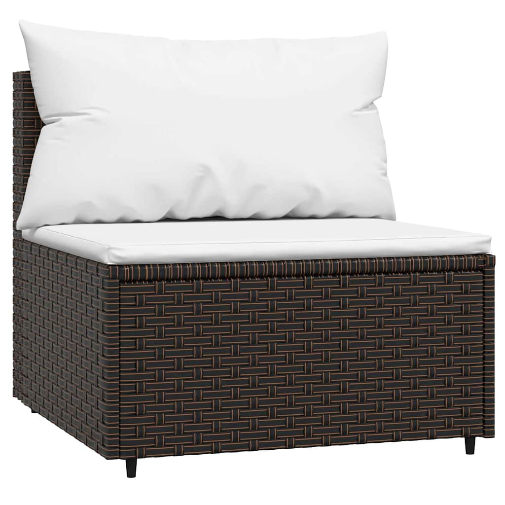 Divani Centrali da Giardino con Cuscini 2pz Polyrattan Marrone