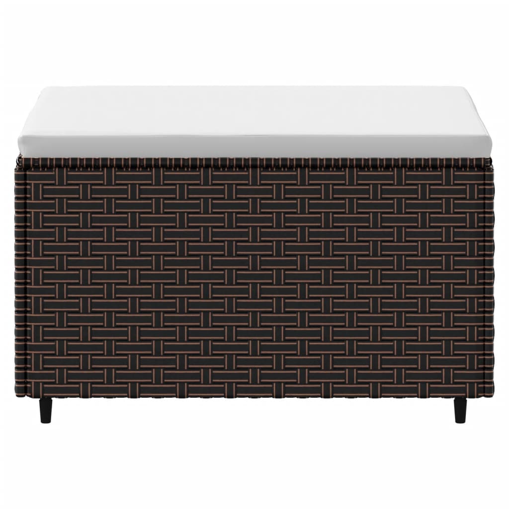 Poggiapiedi da Giardino con Cuscino in Polyrattan Marrone 319756