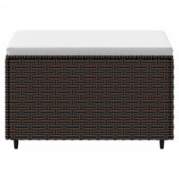 Poggiapiedi da Giardino con Cuscino in Polyrattan Marrone