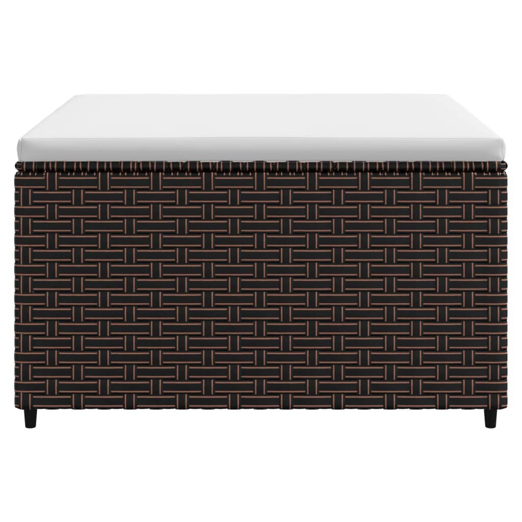 Poggiapiedi da Giardino con Cuscino in Polyrattan Marrone 319756