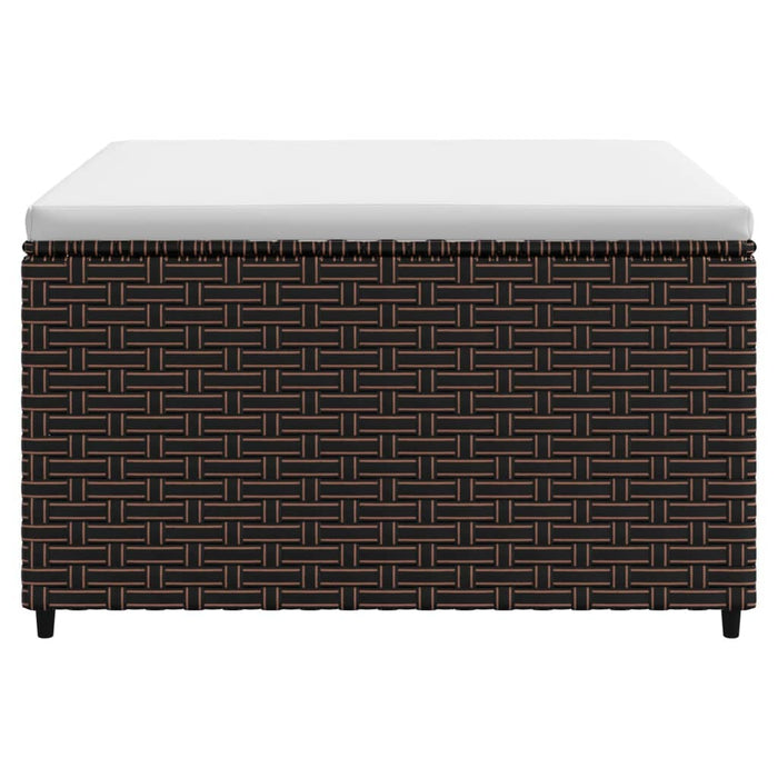 Poggiapiedi da Giardino con Cuscino in Polyrattan Marrone 319756
