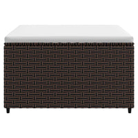 Poggiapiedi da Giardino con Cuscino in Polyrattan Marrone