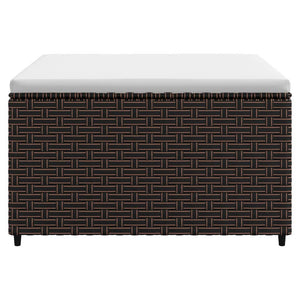 Poggiapiedi da Giardino con Cuscino in Polyrattan Marrone