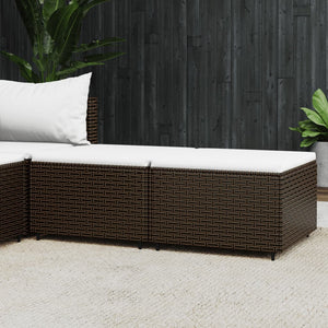 Poggiapiedi da Giardino con Cuscini 2 pz in Polyrattan Marrone 319757