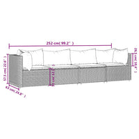 vidaXL Set Divani da Giardino 4 pz con Cuscini in Polyrattan Grigio