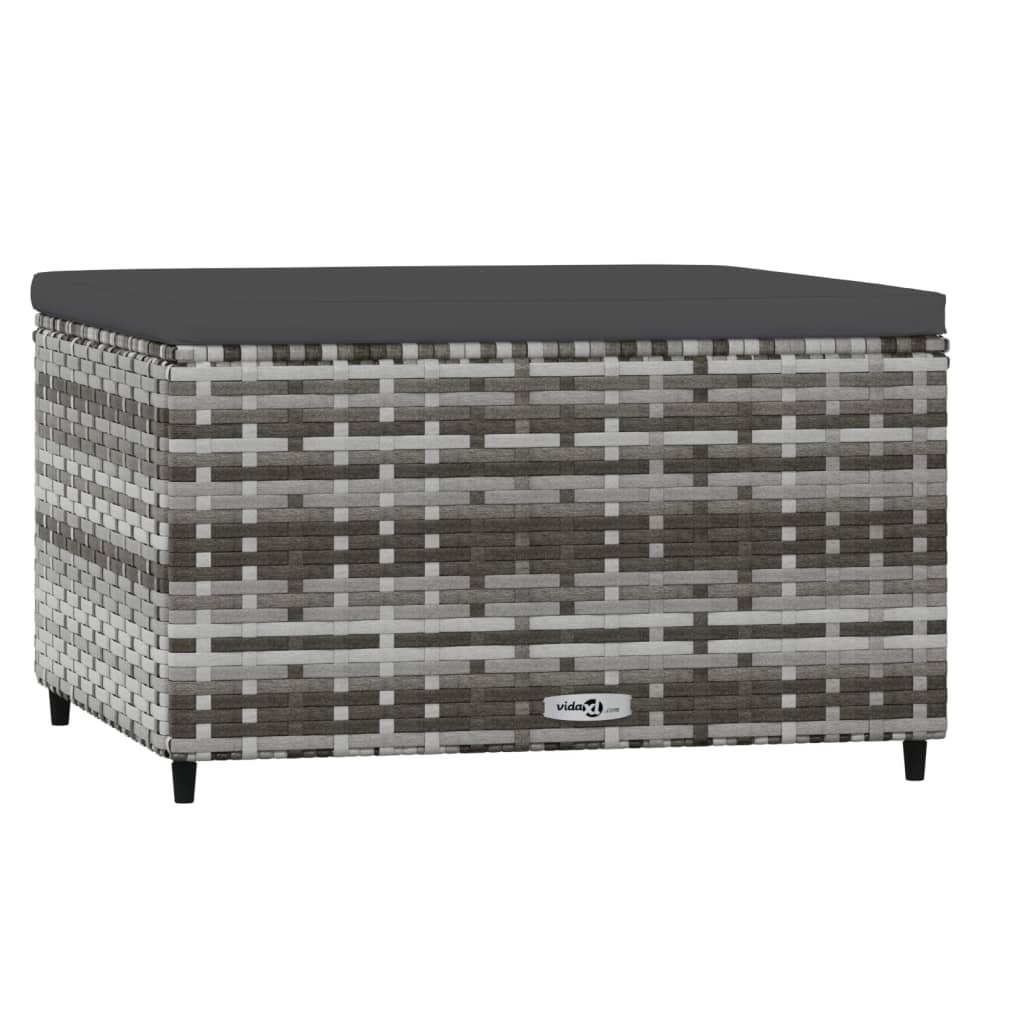 Poggiapiedi da Giardino con Cuscini 2 pz in Polyrattan Grigio 319773