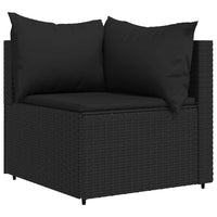 Divano Angolare da Giardino con Cuscini in Polyrattan Nero