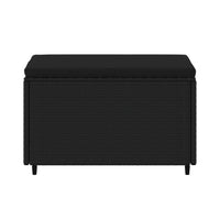 Poggiapiedi da Giardino con Cuscino in Polyrattan Nero 319788