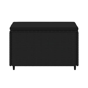 Poggiapiedi da Giardino con Cuscino in Polyrattan Nero 319788