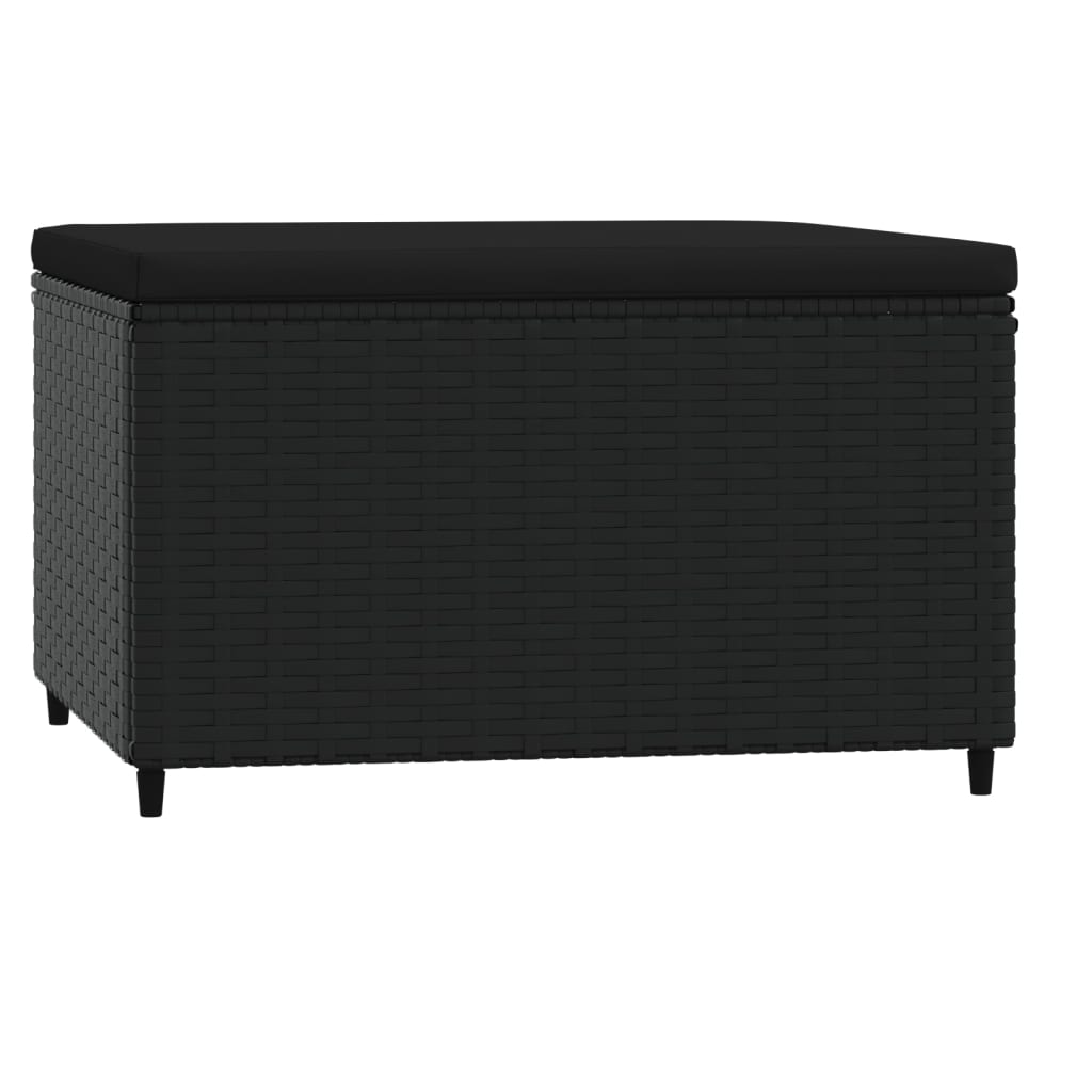 Poggiapiedi da Giardino con Cuscino in Polyrattan Nero 319788