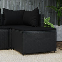 Poggiapiedi da Giardino con Cuscino in Polyrattan Nero 319788