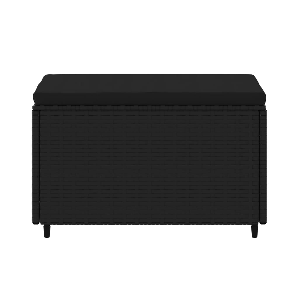 Poggiapiedi da Giardino con Cuscini in Polyrattan Nero