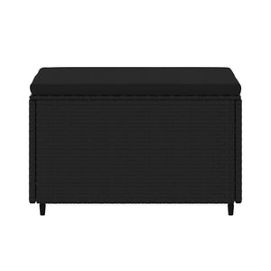 Poggiapiedi da Giardino con Cuscini in Polyrattan Nero