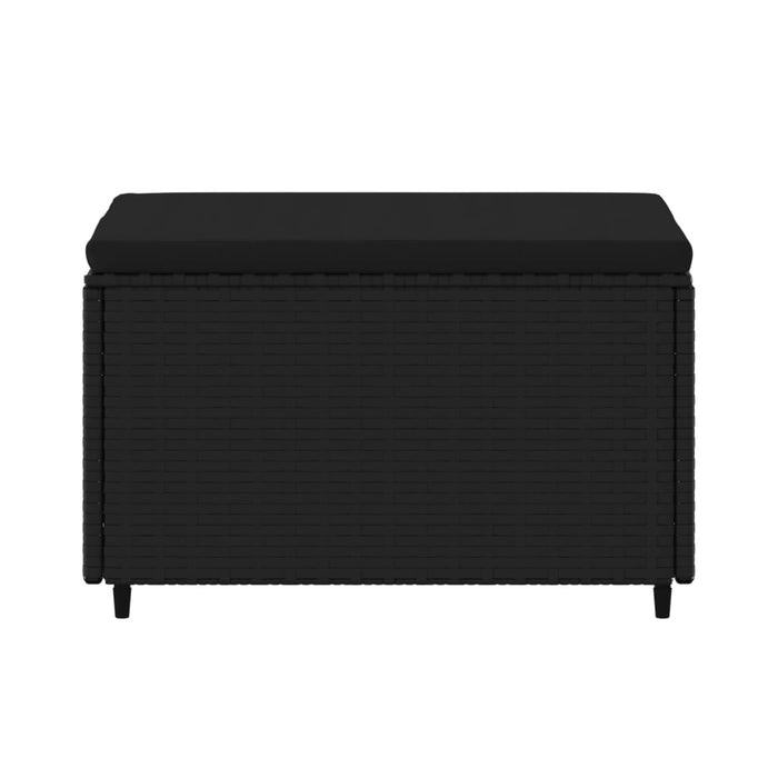 Poggiapiedi da Giardino con Cuscini in Polyrattan Nero