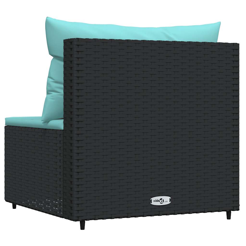 Divano Centrale da Giardino con Cuscini in Polyrattan Nero 319801