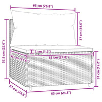 Divano Centrale da Giardino con Cuscini in Polyrattan Nero 319801