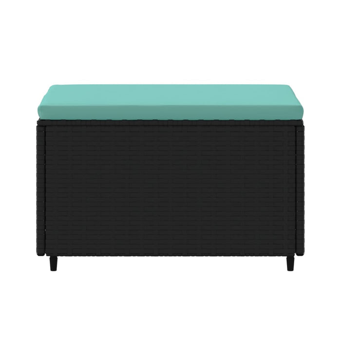 Poggiapiedi da Giardino con Cuscino in Polyrattan Nero 319804