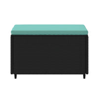 Poggiapiedi da Giardino con Cuscino in Polyrattan Nero