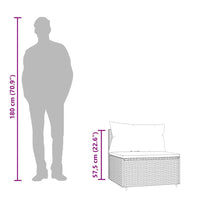 Divano Centrale da Giardino con Cuscini in Polyrattan Marrone 319817