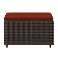 Poggiapiedi da Giardino con Cuscino in Polyrattan Marrone 319820