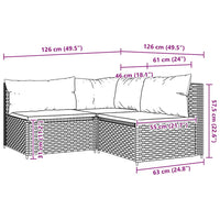 Set Mobili da Giardino 3 pz con Cuscini in Polyrattan Marrone 319828