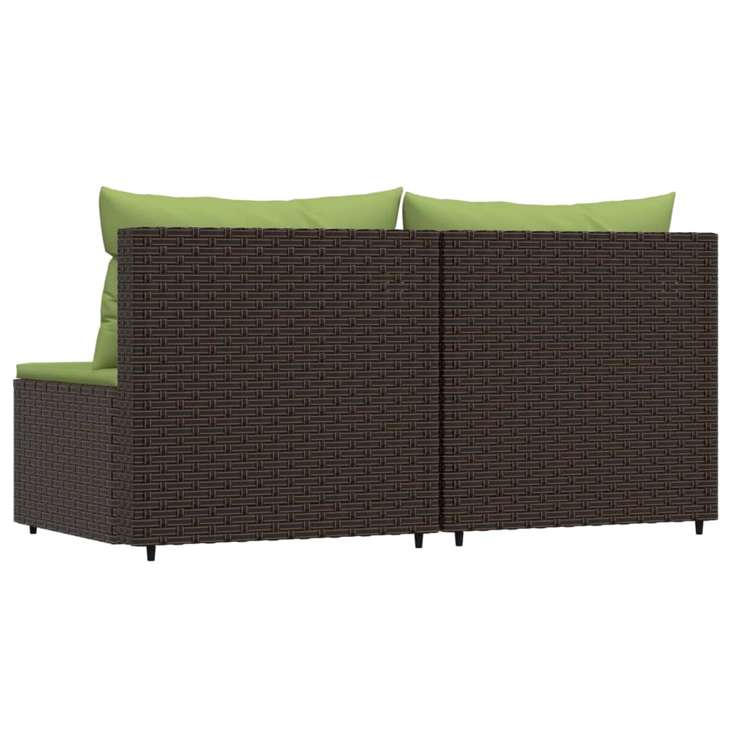 Divani Centrali da Giardino con Cuscini 2pz Polyrattan Marrone 319834