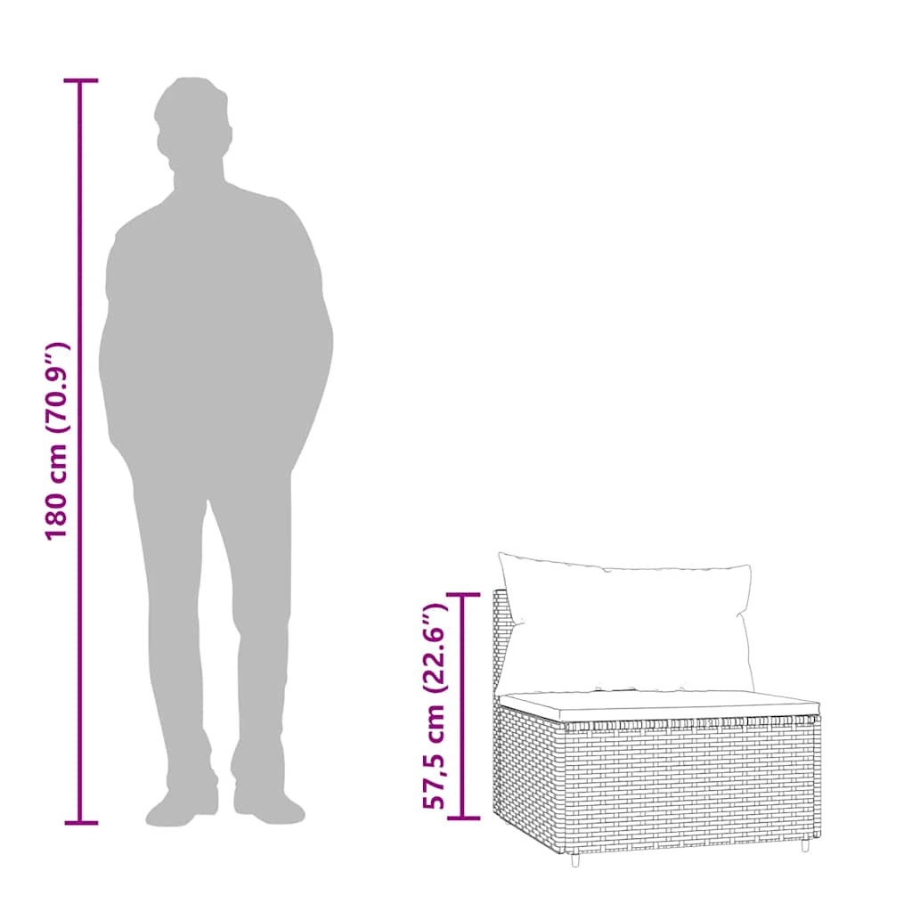 Divani Centrali da Giardino con Cuscini 2pz Polyrattan Marrone 319834