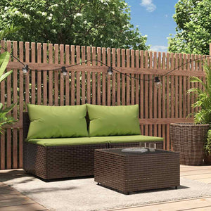 Set Mobili da Giardino 3 pz con Cuscini in Polyrattan Marronecod mxl 106101