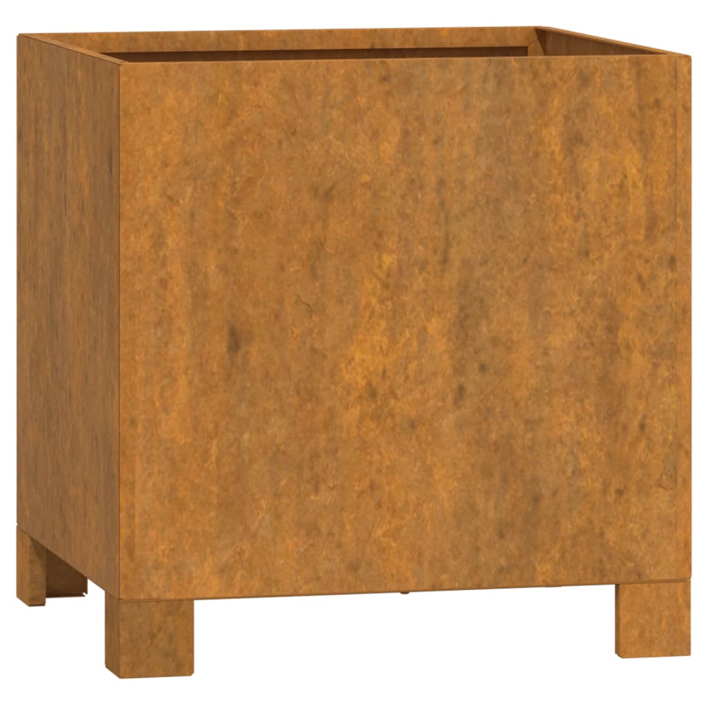 Vassoio fioriera aiuola rialzata piante fiori terrazza giardino con piedini arrugginiti 32 x 30 x 33 cm acciaio corten marrone 02_0038178