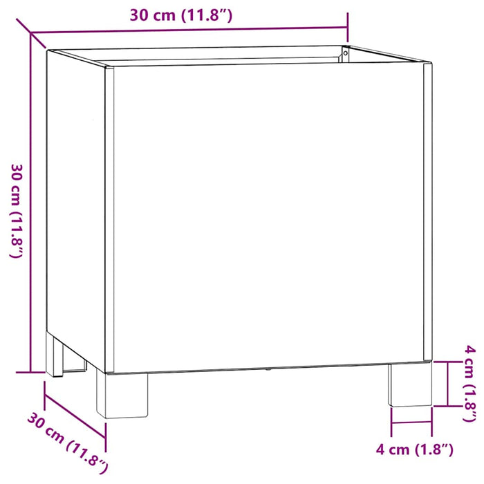 Fioriera con Gambe Ruggine-Vaso-Contenitore per Piante 30x30x30 cm Acciaio Corten