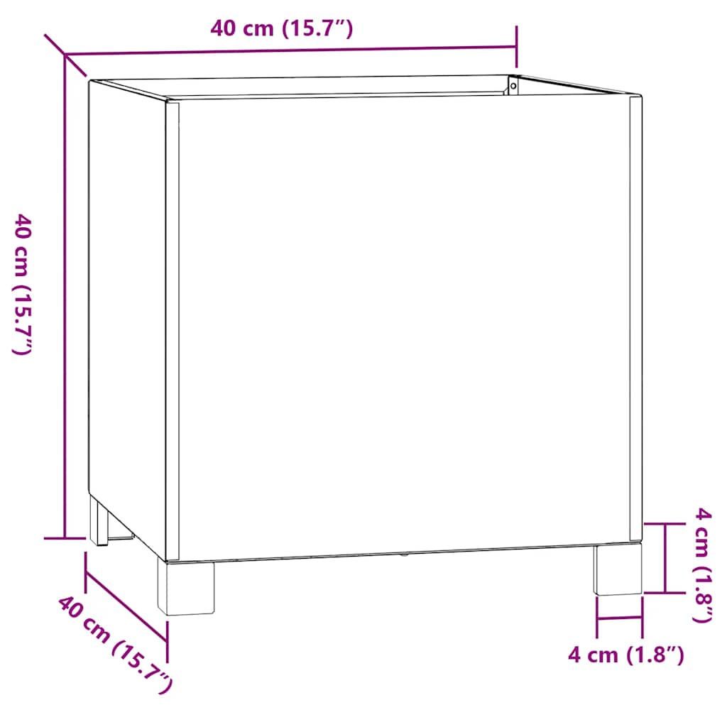 Fioriera con Gambe Ruggine-Vaso-Contenitore per Piante 40x40x40 cm Acciaio Corten