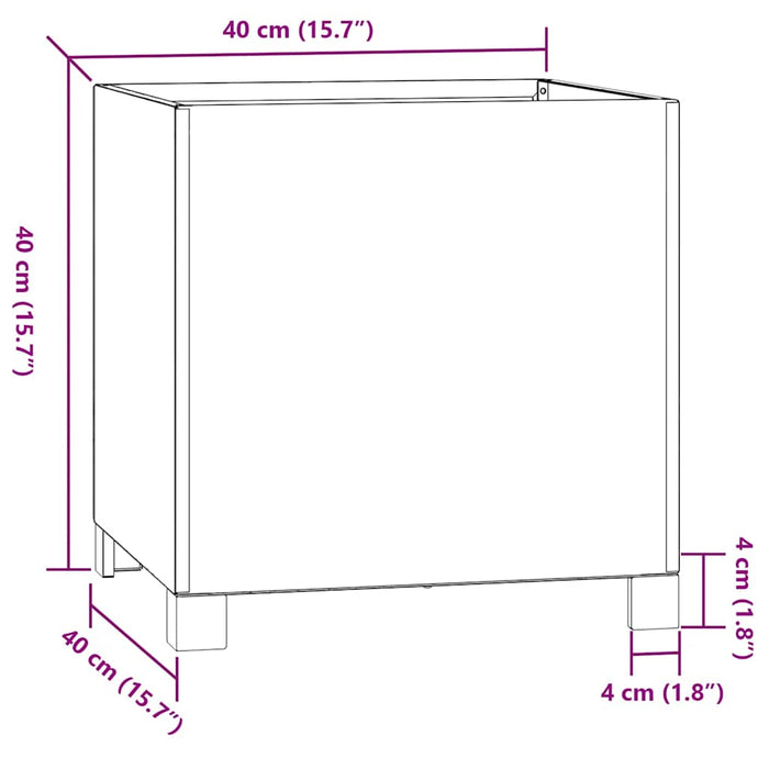 Fioriera con Gambe Ruggine 42x40x43 cm Acciaio Corten