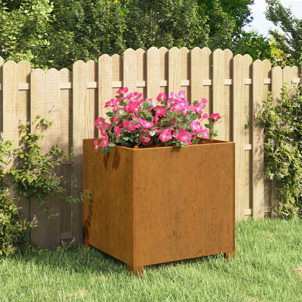 Fioriera con Gambe Ruggine-Vaso-Contenitore per Piante 40x40x40 cm Acciaio Corten