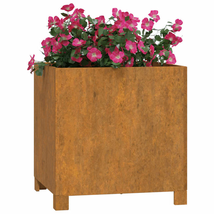 Fioriere con Gambe 2pz Ruggine 42x40x43 cm Acciaio Corten 823681