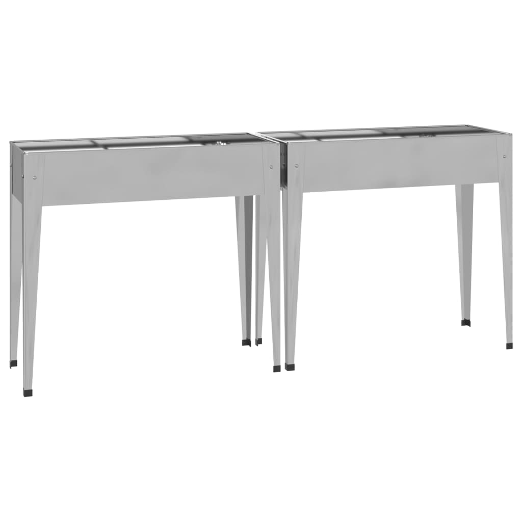 Set di 2 fioriere per aiuole rialzate, piante, fiori, giardini, terrazze, acciaio zincato, argento 02_0039007