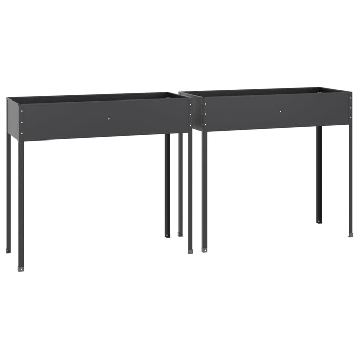 Set da 2 fioriera aiuola rialzata vassoio piante fiori giardino terrazzi acciaio zincato antracite 02_0039008